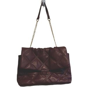 Betsey Johnson Quilted‎ Shoulder Bag Burgundy